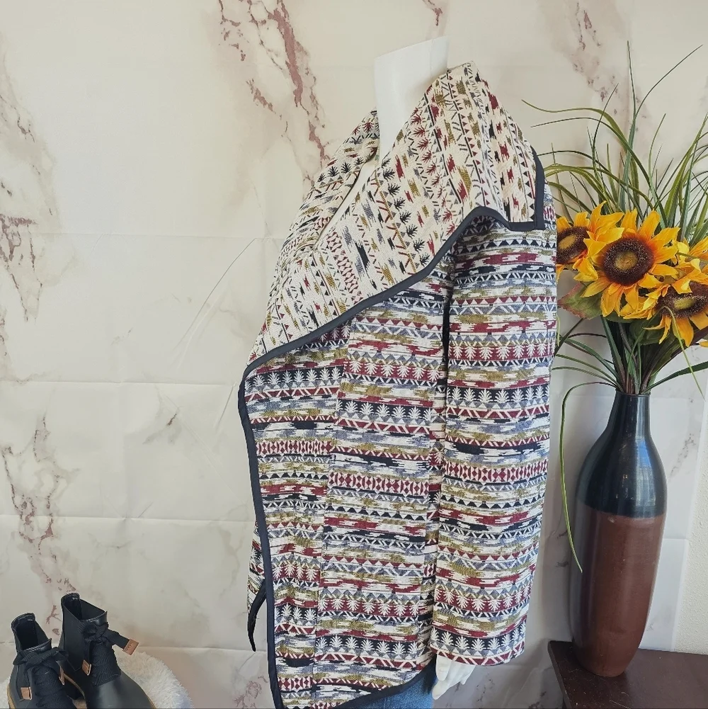 For Cynthia Southwestern Pattern Wrap Coat - Picture 5 of 6